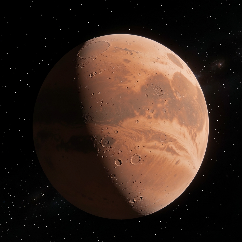 Vista del planeta Mercurio contra el fondo oscuro del espacio