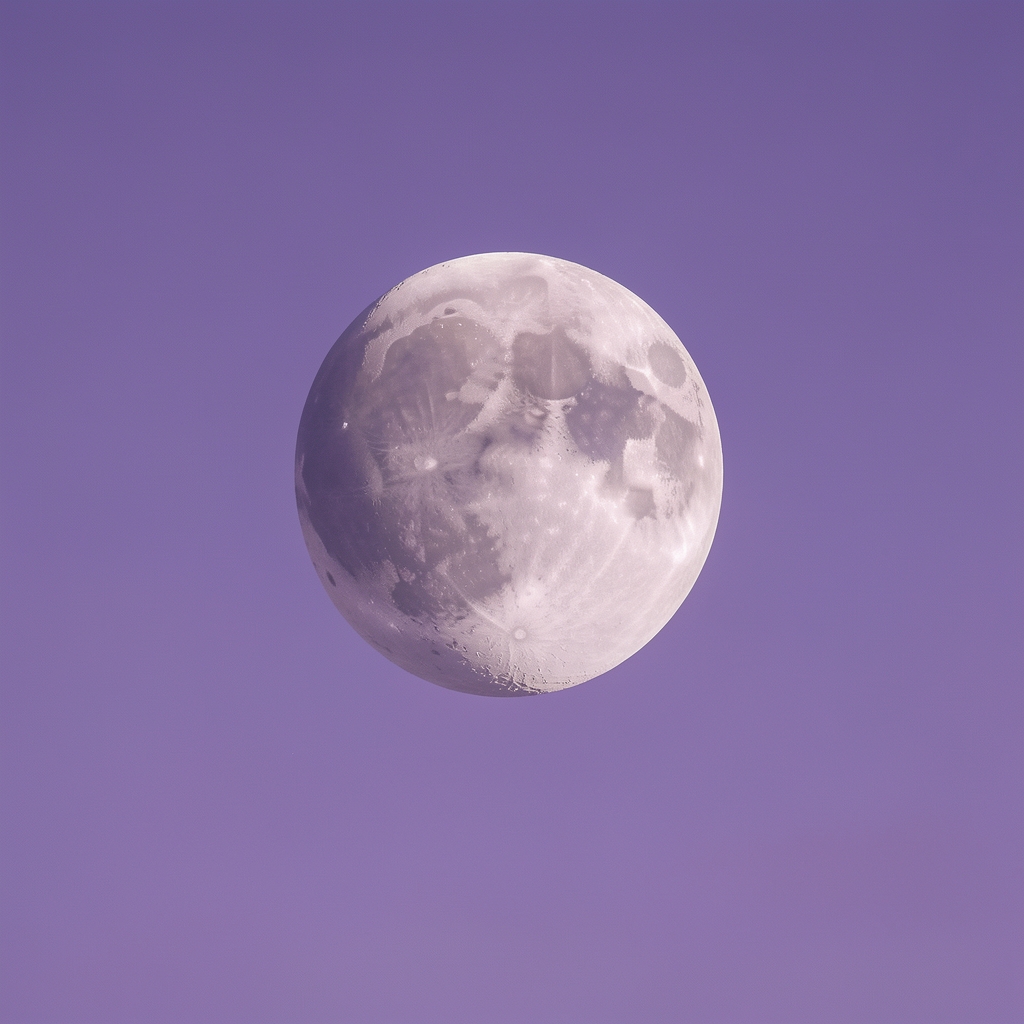 Secuencia fotográfica de las fases de la luna sobre un cielo violeta
